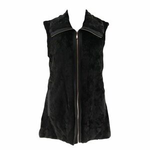 Dennis Basso Faux Fur Vest Zip Front Size Medium Black Style A280537